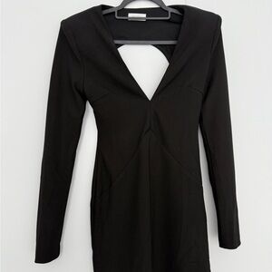 Meshki Black V-Neck Long Sleeve Dress